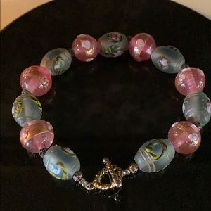 Painted Glass bead Bracelet. NWOT